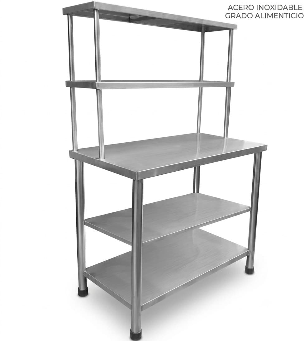 MESA DE TRABAJO DE ACERO INOXIDABLE DE 5 NIVELES
